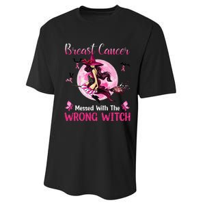 Breast Cancer Messed With The Wrong Pink Witch Hat Halloween Performance Sprint T-Shirt