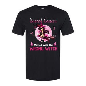 Breast Cancer Messed With The Wrong Pink Witch Hat Halloween Softstyle CVC T-Shirt