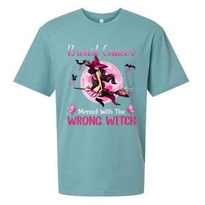 Breast Cancer Messed With The Wrong Pink Witch Hat Halloween Sueded Cloud Jersey T-Shirt