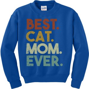 Best Cat Mom Ever Retro Crazy Cat Lady Gift Kids Sweatshirt