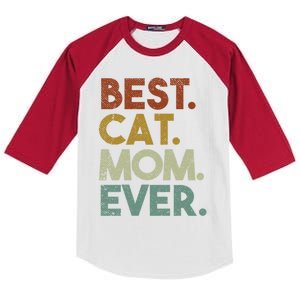 Best Cat Mom Ever Retro Crazy Cat Lady Gift Kids Colorblock Raglan Jersey