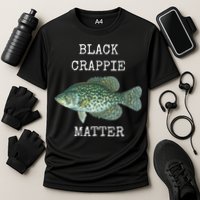 Black Crappie Matter Crappie Fishing Cooling Performance Crew T-Shirt