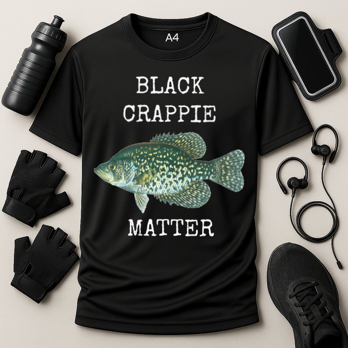Black Crappie Matter Crappie Fishing Cooling Performance Crew T-Shirt