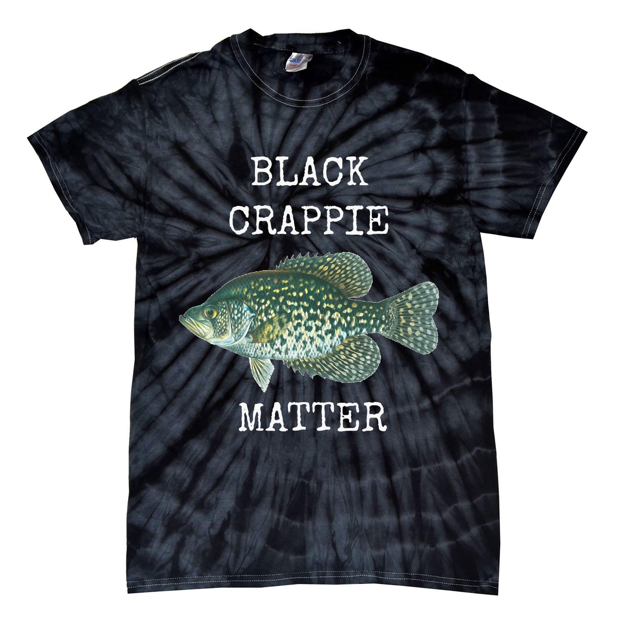 Black Crappie Matter Crappie Fishing Tie-Dye T-Shirt