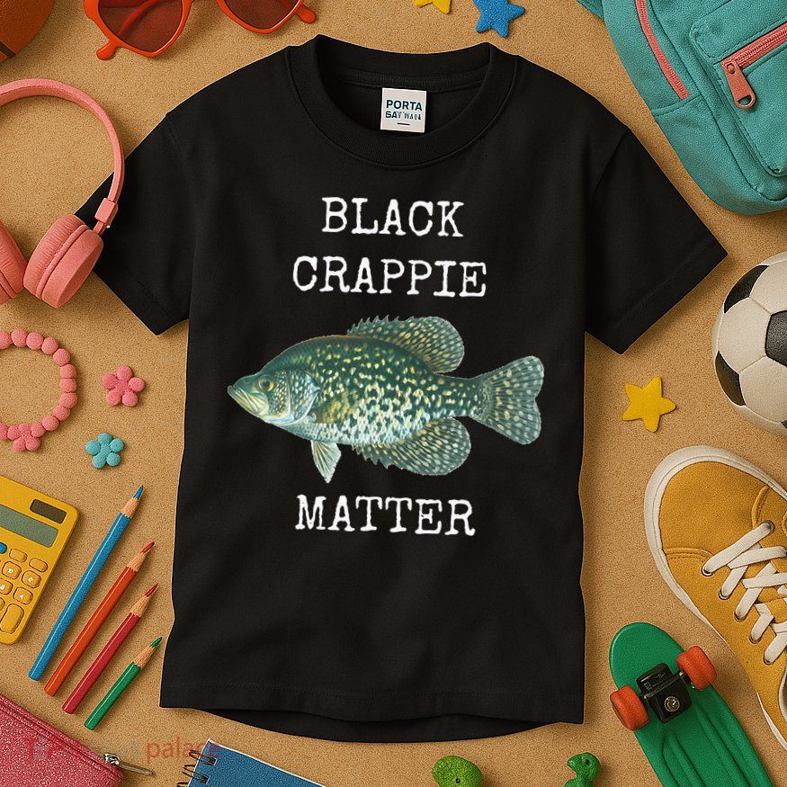 Black Crappie Matter Crappie Fishing Kids T-Shirt