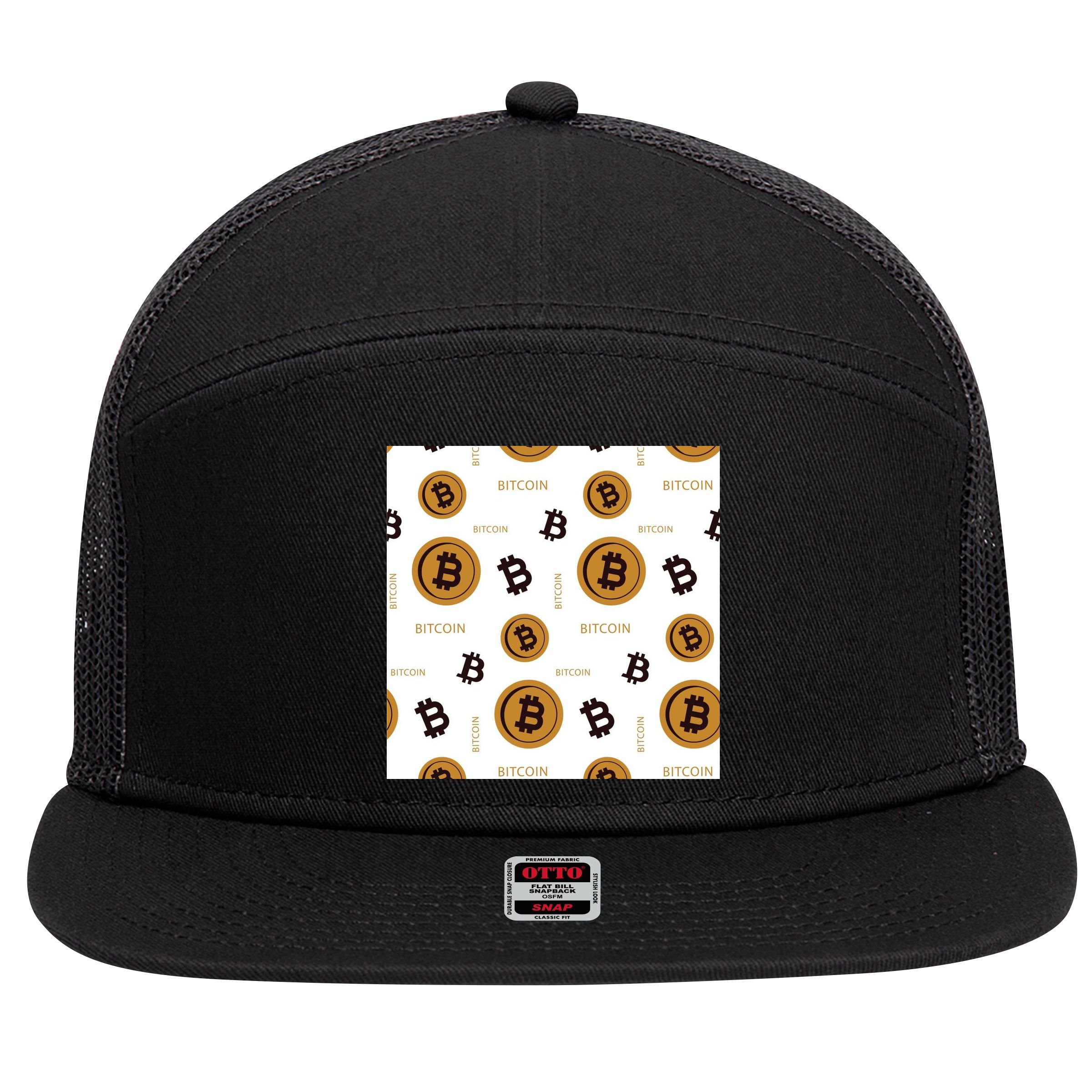Bitcoin Cryptocurrency Money 7 Panel Mesh Trucker Snapback Hat