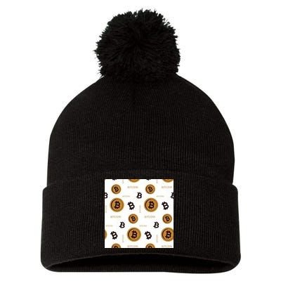 Bitcoin Cryptocurrency Money Pom Pom 12in Knit Beanie