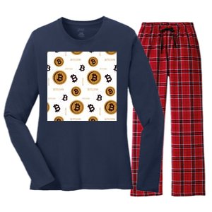 Bitcoin Cryptocurrency Money Women's Long Sleeve Flannel Pajama Set 