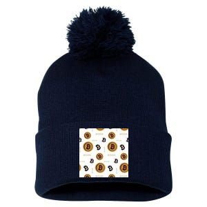 Bitcoin Cryptocurrency Money Pom Pom 12in Knit Beanie