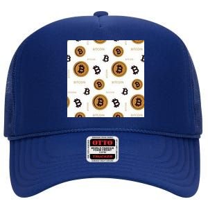 Bitcoin Cryptocurrency Money High Crown Mesh Back Trucker Hat