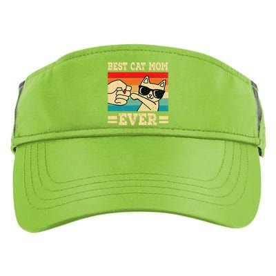 Best Cat Mom Ever Funny Cat Retro Vintage Cat Lover Women Adult Drive Performance Visor