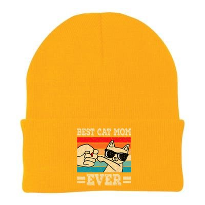 Best Cat Mom Ever Funny Cat Retro Vintage Cat Lover Women Knit Cap Winter Beanie