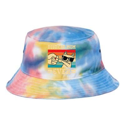 Best Cat Mom Ever Funny Cat Retro Vintage Cat Lover Women Tie Dye Newport Bucket Hat