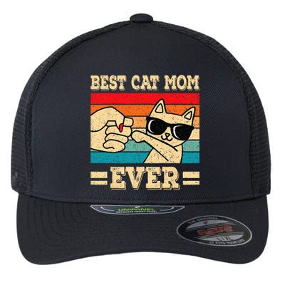 Best Cat Mom Ever Funny Cat Retro Vintage Cat Lover Women Flexfit Unipanel Trucker Cap