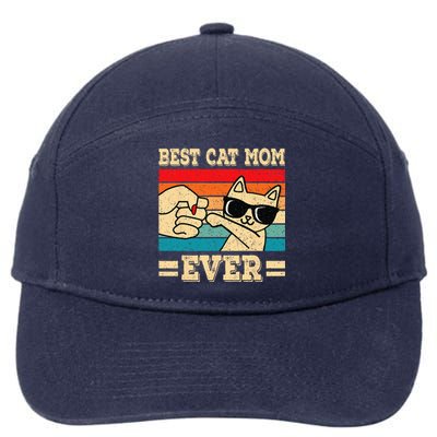 Best Cat Mom Ever Funny Cat Retro Vintage Cat Lover Women 7-Panel Snapback Hat