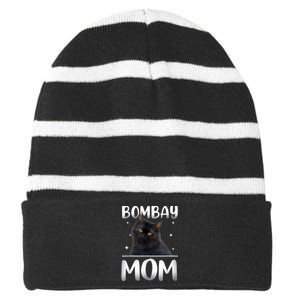 Bombay Cat Mom MotherS Day Striped Beanie with Solid Band