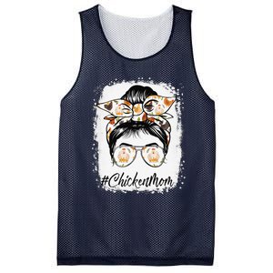 Bleached Chicken Mom Messy Bun Farmer Chicken Mother's Day Mesh Reversible Basketball Jersey Tank