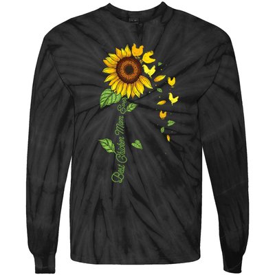 Best Chicken Mom Ever Sunflower Chickens Farmyard Owner Tie-Dye Long Sleeve Shirt