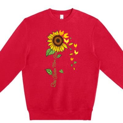 Best Chicken Mom Ever Sunflower Chickens Farmyard Owner Premium Crewneck Sweatshirt