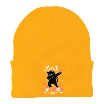 Best Cat Mom Ever Funny Dabbing Black Kitten Mothers Day Knit Cap Winter Beanie