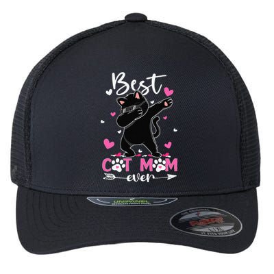 Best Cat Mom Ever Funny Dabbing Black Kitten Mothers Day Flexfit Unipanel Trucker Cap