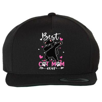 Best Cat Mom Ever Funny Dabbing Black Kitten Mothers Day Wool Snapback Cap