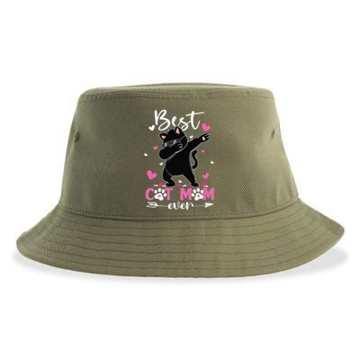 Best Cat Mom Ever Funny Dabbing Black Kitten Mothers Day Sustainable Bucket Hat