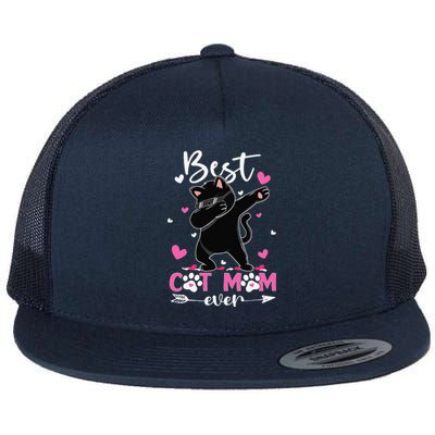 Best Cat Mom Ever Funny Dabbing Black Kitten Mothers Day Flat Bill Trucker Hat