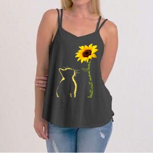 Best Cat Mom Ever Sunflower Mothers Day Gifts For Cat Lover Women's Strappy Tank