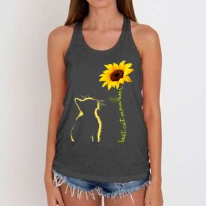 Best Cat Mom Ever Sunflower Mothers Day Gifts For Cat Lover Women's Knotted Racerback Tank