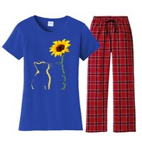 Best Cat Mom Ever Sunflower Mothers Day Gifts For Cat Lover Women's Flannel Pajama Set