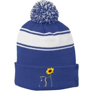 Best Cat Mom Ever Sunflower Mothers Day Gifts For Cat Lover Stripe Pom Pom Beanie