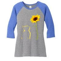 Best Cat Mom Ever Sunflower Mothers Day Gifts For Cat Lover Women's Tri-Blend 3/4-Sleeve Raglan Shirt