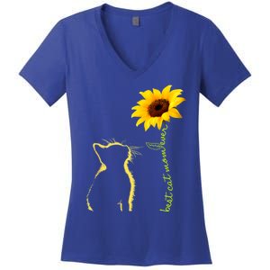 Best Cat Mom Ever Sunflower Mothers Day Gifts For Cat Lover Women's V-Neck T-Shirt