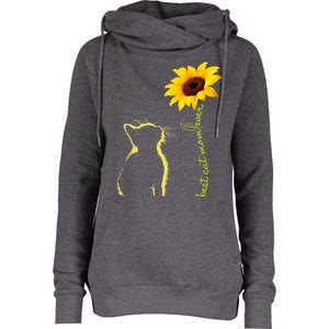 Best Cat Mom Ever Sunflower Mothers Day Gifts For Cat Lover Womens Funnel Neck Pullover Hood