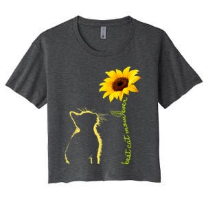 Best Cat Mom Ever Sunflower Mothers Day Gifts For Cat Lover Women's Crop Top Tee