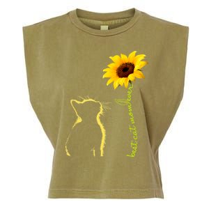 Best Cat Mom Ever Sunflower Mothers Day Gifts For Cat Lover Garment-Dyed Women's Muscle Tee