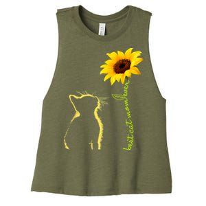 Best Cat Mom Ever Sunflower Mothers Day Gifts For Cat Lover Women's Racerback Cropped Tank