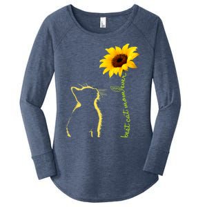 Best Cat Mom Ever Sunflower Mothers Day Gifts For Cat Lover Women's Perfect Tri Tunic Long Sleeve Shirt