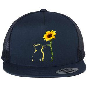 Best Cat Mom Ever Sunflower Mothers Day Gifts For Cat Lover Flat Bill Trucker Hat