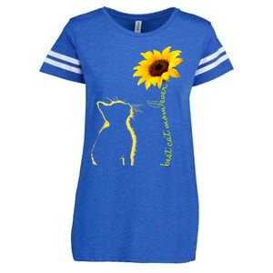 Best Cat Mom Ever Sunflower Mothers Day Gifts For Cat Lover Enza Ladies Jersey Football T-Shirt