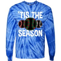 Baseball Christmas Merry Xmas Santa Claus Pitcher Catcher Gift Tie-Dye Long Sleeve Shirt