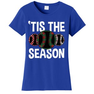 Baseball Christmas Merry Xmas Santa Claus Pitcher Catcher Gift Women's T-Shirt