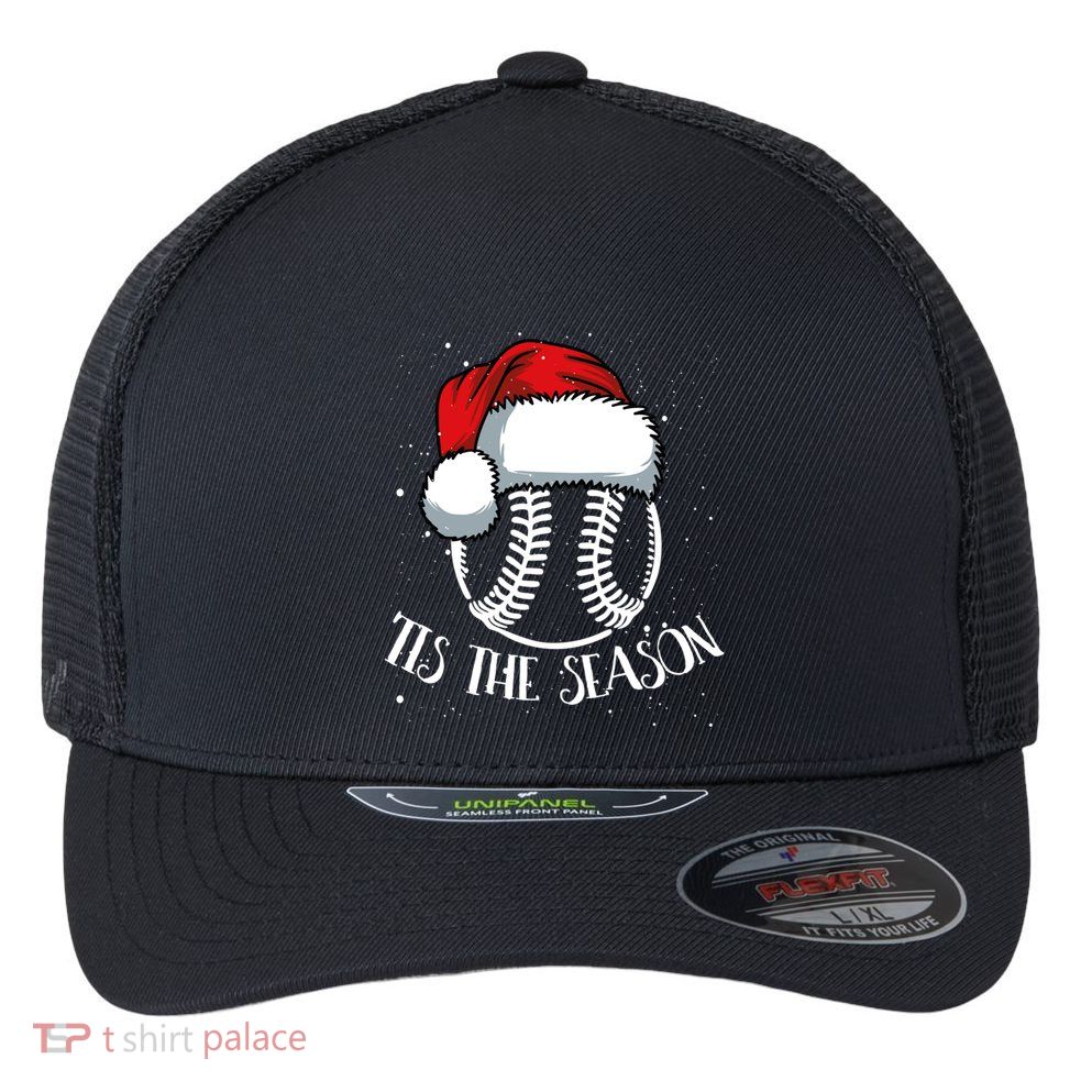 Baseball Christmas Merry Xmas Santa Claus Pitcher Catcher Meaningful Gift Flexfit Unipanel Trucker Cap