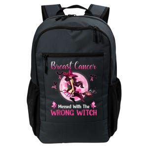 Breast Cancer Messed With The Wrong Pink Witch Hat Halloween Daily Commute Backpack