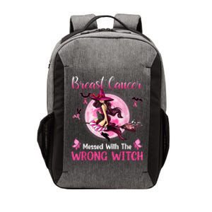 Breast Cancer Messed With The Wrong Pink Witch Hat Halloween Vector Backpack