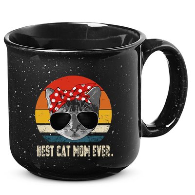 Best Cat Mom Ever Vintage Retro Cat Mommy Cat Mother 15oz Campfire Ceramic Mug