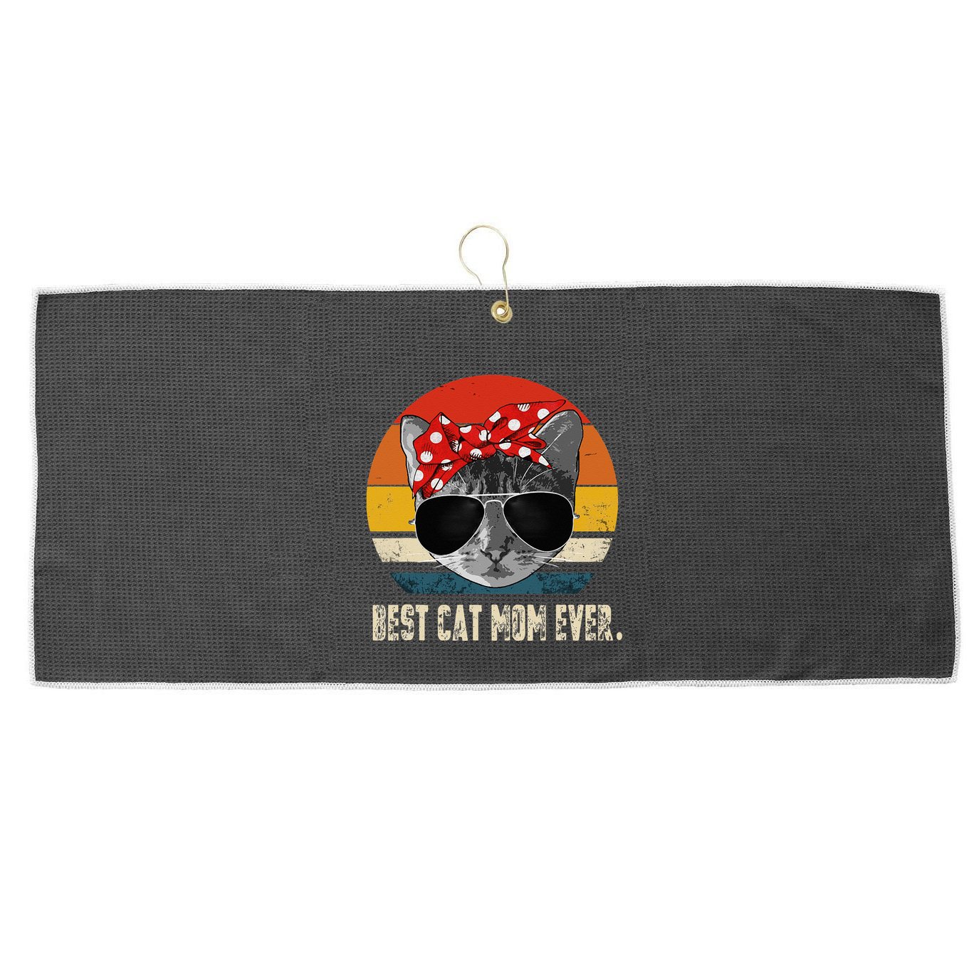 Best Cat Mom Ever Vintage Retro Cat Mommy Cat Mother Large Microfiber Waffle Golf Towel