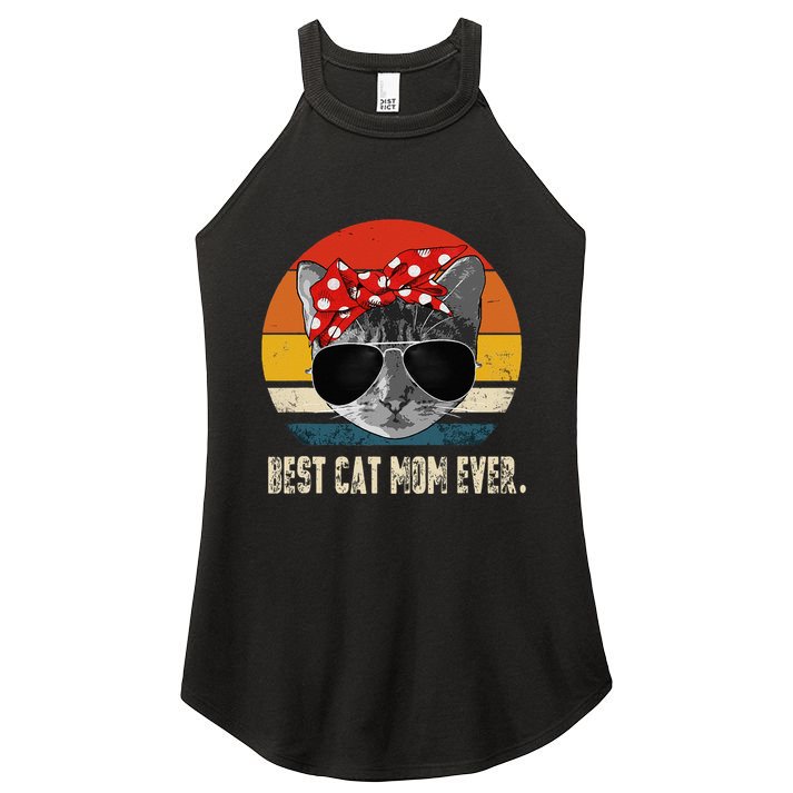 Best Cat Mom Ever Vintage Retro Cat Mommy Cat Mother Women's Perfect Tri Rocker Tank