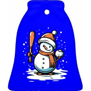 Baseball Christmas Merry Xmas Santa Claus Pitcher Catcher Gift Ceramic Bell Ornament